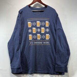 Life Is Good Crusher Tee Men's Size XXL Blue Crewneck "It's Snowin Beers"